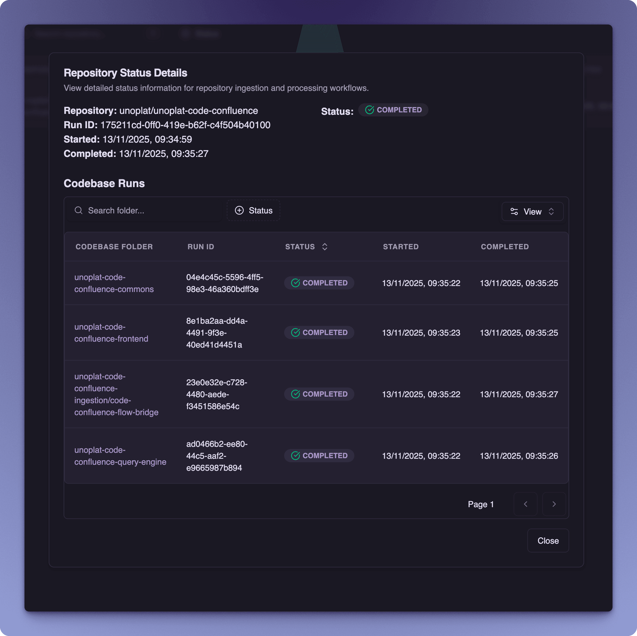 Ingestion Management - Codebases Ingested